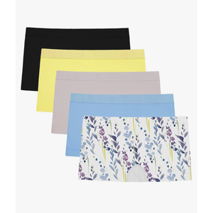 R RUXIA Women's Boyshort Panties Seamless Nylon Underwear Stretch Boxer Briefs 5 Pack
S