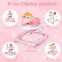 Boyro Baby 5-in-1 Baby Walker, Baby Walkers for Boys Girls 6-12 Months, Foldable Activity Walker, Toddler Infant Walker with Bouncer, Adjustable Height, Removable Footrest, Feeding Tray, Music