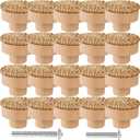 24 Pack Boho Rattan Dresser Knobs- Durable Beech Wooden Drawer Knobs Handmade Rattan Wood Pulls,with 24 Screws Wicker Woven knobs for Cabinets, Furniture