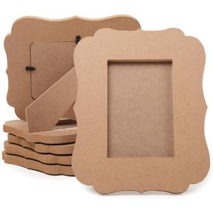 Juvale Wooden Frames for Crafts - 6-Pack, 7.5 x 9 x 6.4 in, Beige MDF Victorian Easel Back - Unfinished Wood Picture Frames to Paint for DIY Paint Photo Display & Desk Decor