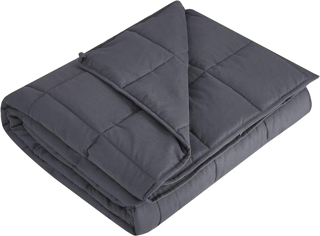 L'AGRATY Weighted Blanket - 40"x60" 7lbs Cooling Breathable Weighted Microfiber Material with Glass Beads Small Blanket for All-Season Summer Fall Winter Soft Thick (01-dark Grey)
