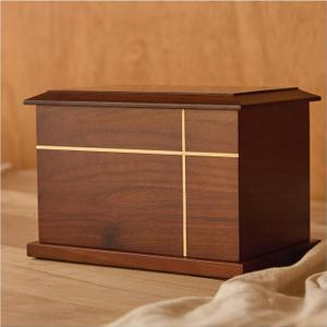 Aspen Studio AspenStudio Cross Walnut Wooden Urn for Cremation Human Ash Handcrafted Solid Wood Urn Up to 200lbs for Adult