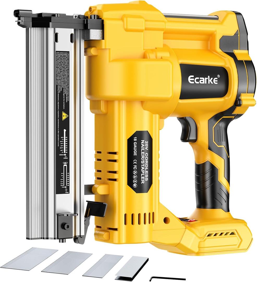 Ecarke Cordless 2" Brad Nailer Compatible with DeWalt 20V Battery(No Battery), 2 in 1 Electric Nail Gun Staple Gun with 18GA Nails, Power Nail Gun for Trim Wood Crafting Home Carpentry, 7.2LBS, 2" Nailer for Dewalt 20v Battery (2 in 1)