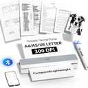PRT Portable Printer Wireless for Travel, Inkless Bluetooth Small Mobile Thermal Printer, Support 8.5" X 11", A4, Compatible with Phone, Laptop for Home Use, Vehicles, Valentine's Day Gift, White