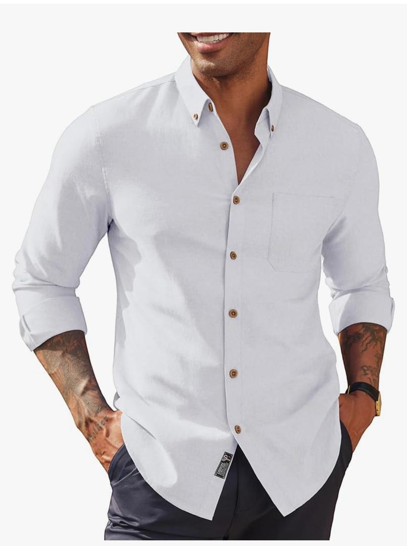 PJ PAUL JONES Men's Oxford Button Down Shirt Long Sleeve Regular Fit Business Casual Dress Shirts with Chest Pocket, L