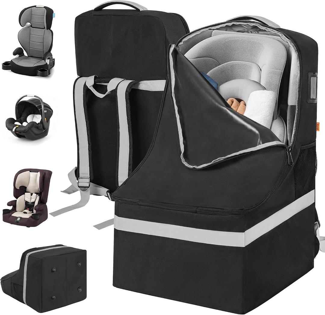 IBVIVIC Padded Car Seat Travel Bag for Airplane, Heavy Duty Car Seat Bag for Air Travel Gate Check Carseat Carrier Bag with Shoulder Strap, Fits Most Baby & Infant Car Seats