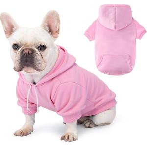 Dog Basic Hoodie Soft Dog Clothes Cold Weather Sweaters for Medium Large Dogs Cozy Fabric Warm Sweatshirt with Leash Hole (Pink, M (Back: 16.54",Chest: 22.05", Neck: 16.54")) (Medium (10-20 lbs))
