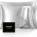 INFIIXSO Silk Pillow Cases 2 Pack Standard Size, Ultra Smooth & Soft Mulberry Silk Pillow Case for Hair and Skin, Breathable Cooling Silk Pillowcase with Hidden Zipper (Light Grey, 20x26 Inches)