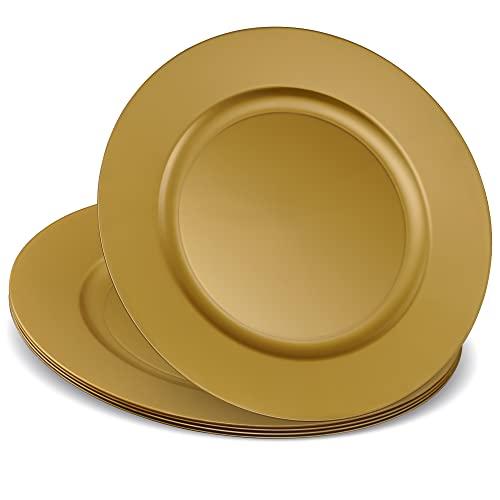 ELEGANT DISPOSABLES 13'' Party Chargers Large Plates & Platters Great for Elegant Party's Weddings Tableware Great for Serving dish Gold Pack of 6