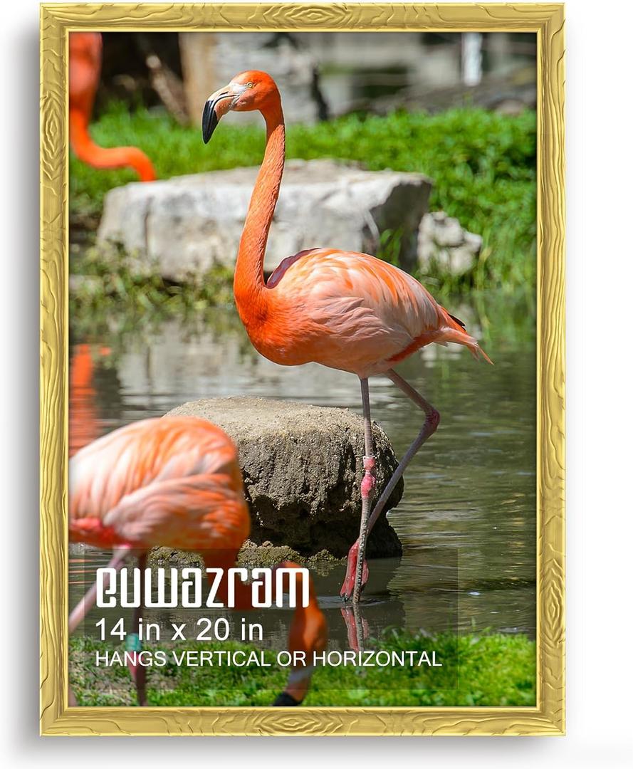 Ornate Gold 14x20 Frame - Single Frame, 14 x 20 Poster Frame for Artwork, Puzzles, Photos and Movie Posters Picture Frames