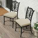 Outdoor Chair Cushions, Fade-Resistant & Water-Resistant, D Shaped Patio Furniture Seat Chair Pads Replacement with Ties, Non-Slip Bottom, Removable Cover, Set of 6, 17 x 16 Inch, Beige