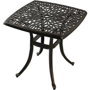 Outdoor Cast Aluminum Side Table End Table for Patio, Backyard, Pool, Indoor Companion, Easy Maintenance and Weather Resistant, Bronze (Bronze)