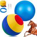 40 Inch Giant Herding Ball with Ball Cover Anti Burst Please Watch VCR for How to Inflation Horse Toys for Horses Entertainment Play, Pump Included (Classic, Mixed Color)