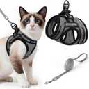 rabbitgoo Cat Harness and Leash Set for Walking Escape Proof, Adjustable Soft Kittens Vest with Reflective Strip for Cats, Comfortable Outdoor Vest, Grey, L