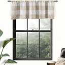DriftAway Linen Textured Lined Valances for Windows Buffalo Check Curtain Window Valances Woven Plaid Blackout Thermal Insulated for Kitchen, Living Room 1 Pack 52" x 18" Taupe