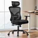 Marsail Ergonomic Office Chair Ergonomic Gaming Chair with Lumbar Support, 2D Headrest, Adjustable Armrests, Contoured Seat Cushion, Computer Desk Chair with Wheels for Home and Office,Black, 1