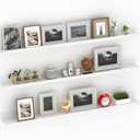 Giftgarden 47 Inch White Floating Shelves for Wall Mount, Modern Long Wood Wall Shelf Ledge for Bathroom Bedroom Living Room Kitchen Nursery Storage, Set of 3 Different Sizes