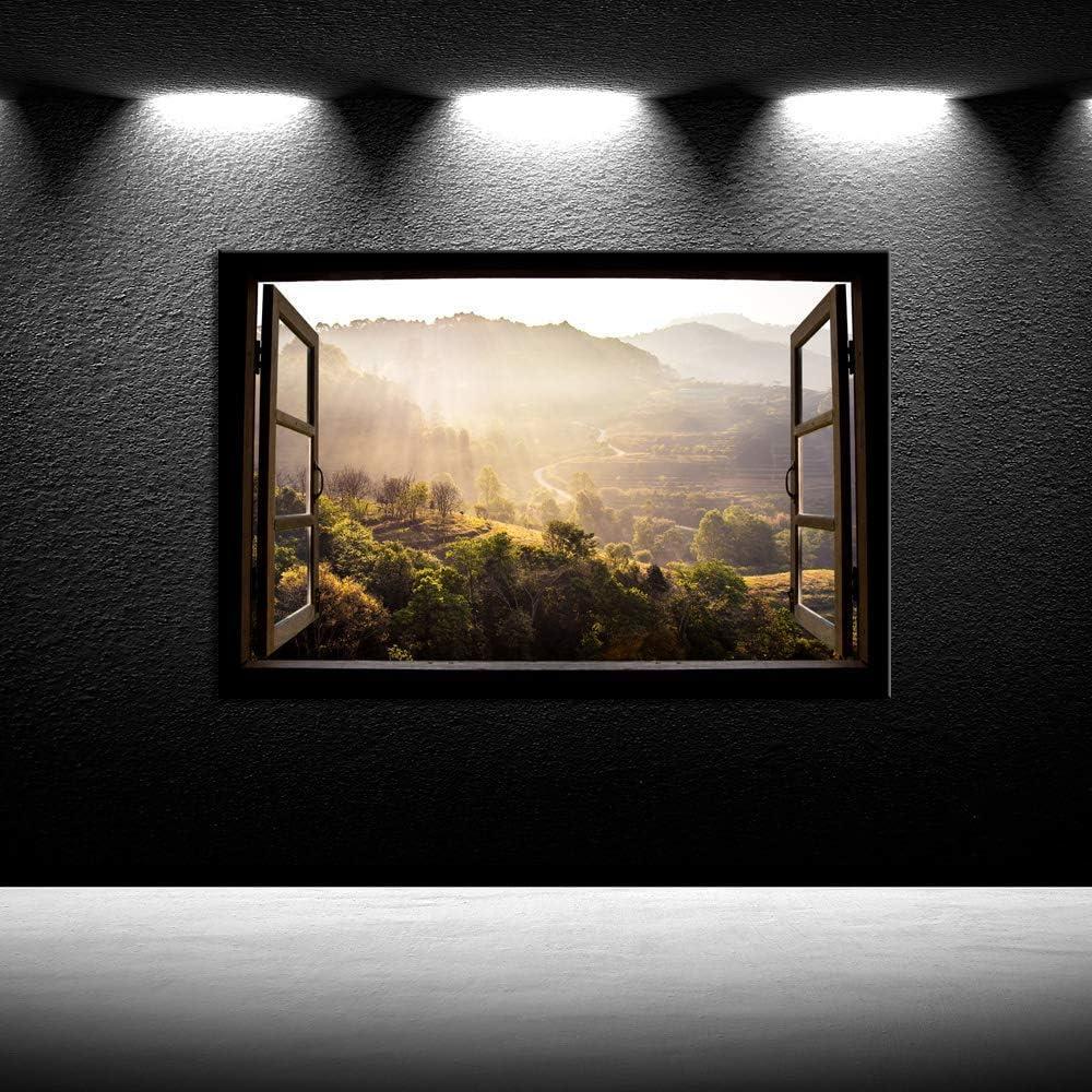 iKNOW FOTO Window View Nature Canvas Print Paintings Walls Giclee Fall Landscape Pictures Printed on Canvas Modern Stretched Framed Wall Art Ready to Hang Rustic Home Decor 24x36inch