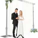 Heavy Duty Backdrop Stand - 10x10ft, Double Crossbar Pipe and Drape Stand Kit, Adjustable Metal Frame for Wedding & Birthday Party Decorations