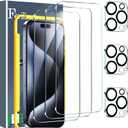 Ferilinso 3 Pack Screen Protector for iPhone 15 Pro Max, with 3 Pack Tempered Glass Camera Lens Protector, Phone Case Friendly Ultra Accessories Protector de Pantalla for Apple iPhone 15 Pro Max