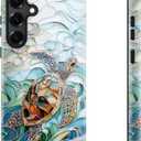 DEENAKIN for Samsung Galaxy S24 Plus Case Cute,Aesthetic Tortoise Shell Ocean Costal,Compatible with Magsafe,Trendy Unique Retro Turtle Magnetic Slim Shockproof Protective Phone Cover for Women Girl