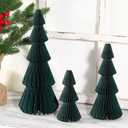 Christmas Decorations- 3PCS Honeycomb Christmas Tree DIY Table Centerpiece Set for Xmas Holiday Fireplace Table Party Decor (Green)