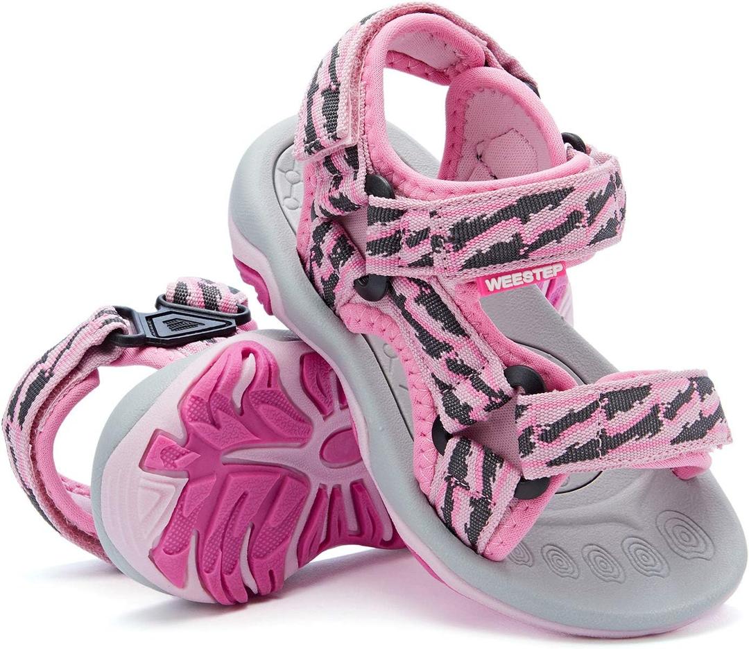 Weestep Girls Boys Comfort Sandals Adjustable Straps for Toddlers Little Kid (Pink)