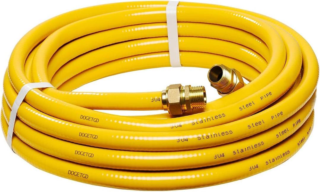 CSST 1/2" Gas Line 148ft Corrugated Stainless Steel Tubing Flexible Gas Line 1/2inch Natural Gas Hose Pipe Kit With 2 Male Adapter Fittings