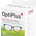 OptiPlus Anti Fog Pre-Moistened Cleaning Wipes for Glasses, Screens, Lenses - Quick-Dry, Scratch-Free, 100 Count