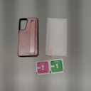 NKECXKJ Design for Samsung Galaxy S21 5G Phone Case with Screen Protector Adjustable Wrist Strap Kickstand Credit Card Slot Slim Shockproof Hybrid Rugged Protective Cover for Women 6.2 inch Rose Gold