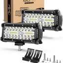 NAOEVO 7 Inch LED Light Bar, 240W 24,000LM LED Pods/Off Road/Fog/Driving Lights with Spot Flood Combo for Truck Boat UTV ATV, 2-Pack (White)