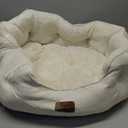 Bedsure Dog Beds for Small Dogs - Round Cat Beds for Indoor Cats, Washable Pet Bed for Puppy and Kitten with Slip-Resistant Bottom, 25 Inches, White (Angelic Ivory)