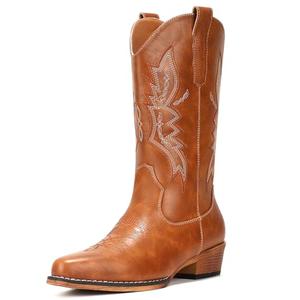 IUV Cowboy Boots For Women Western Boots Cowgirl Boots Pull On Pointy Toe Mid Calf Boots, ⁶6½