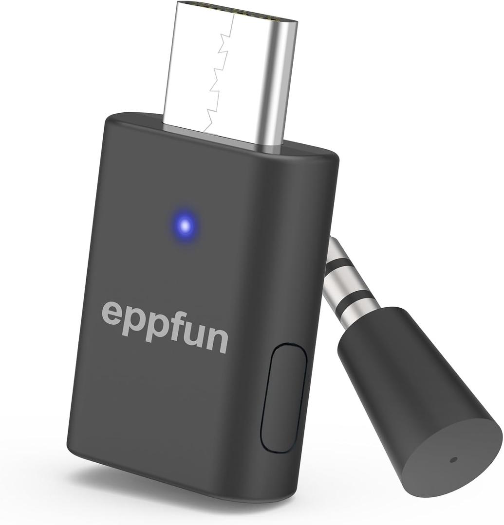 eppfun USB C Bluetooth Adapter for ps5/PS4, Dual Connection Wireless Audio Adapter Low Latency Dongle with 3.5 mm Analog Mic for PC, Mac, Phone