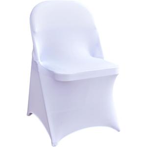 White Spandex Folding Chair Covers 50 Pack Universal Seat Covers for Chairs Slipcovers Protector Fitted Elastic Stretch Chair Covers for Party Wedding Banquet Birthday Event Decoration