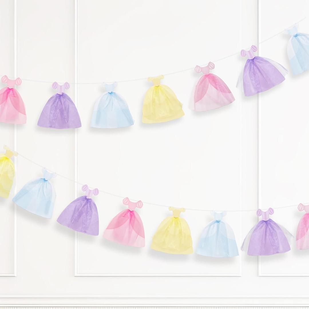 Cheerland Ball Gown Princess Party Banner Royal Theme Decorations Dress Cutout Garland for Birthday Girls Sleepover Baby Shower Gender Reveal Classroom Decor Tea Party Celebrations and Supplies 2 pcs