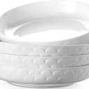 DOWAN Pasta Bowls Set of 4 for Large Portions, 54 oz Textured Motif Large Salad Serving Bowls, Ceramic Plates, White Soup Bowl for Kitchen Meal Prep, Shallow Dishes Dinner Bowl Microwave Dinnerware (10'')