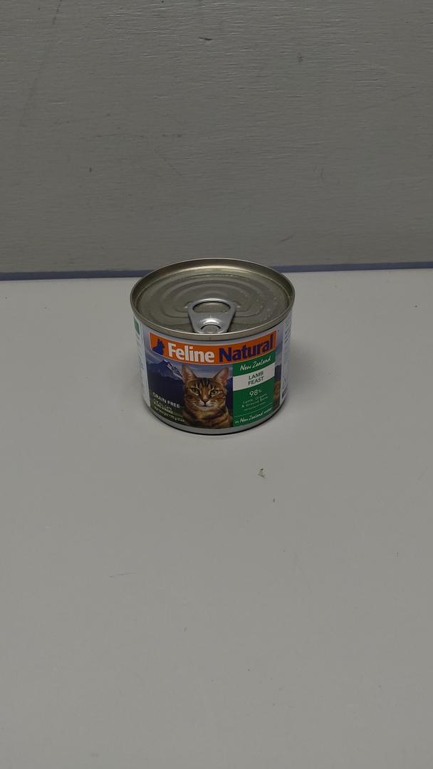 Feline Natural New Zealand Canned Catfood Wet Food, High-Meat, Low-Carb, & Grain Free Cat Food Wet, Lamb Feast, 6 oz (BB: September 9, 2027)