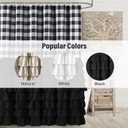 Seasonwood Black Farmhouse Shower Curtain Set with 12 Hooks 72 X 72inch Black and White Buffalo Plaid Pattern Fabric Shower Curtains with Buttons & Black Ruffles for Bathroom Bathtubs Decor