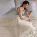 Bedsure Beige Cooling Blanket Queen Size for Hot Sleepers - Summer Cold Blanket for Queen Size Bed with Rayon Derived from Bamboo, Ice Cool Cold Arc-Chill Thin Summer Bedding Essentials, 90x90