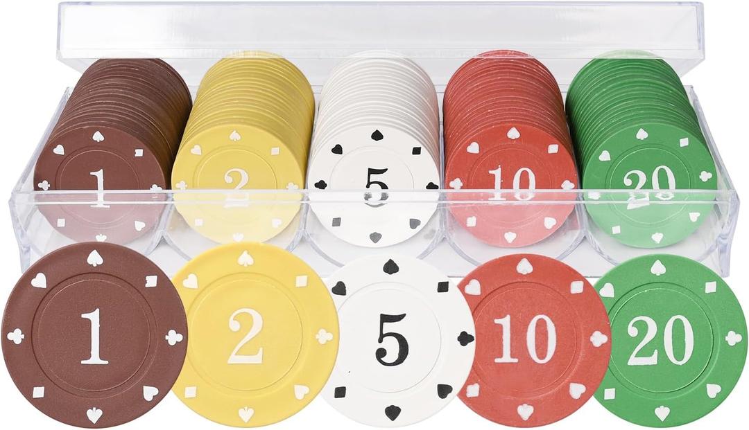 Professional Poker Chips Set, Denomination Poker Chips with Dice Striped Pattern for Card Blackjack Games & Parties - 100 Pieces (Small)