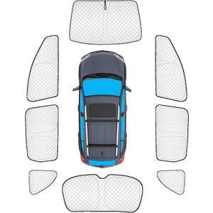 KMF 8pcs Thicken Sun Shades for Honda CR-V 2017-2022 Accessories, CRV Sunshade Full Car Window Covers for Windshield Side Rear, UV Block and Blackout Privacy for Camping Outdoor