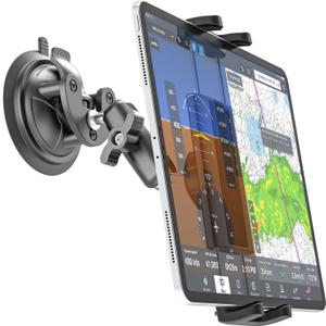 Charchendo Heavy Duty Metal ProAviator Suction Cup Mount [Super Suction Cup], 360 Adjustable Metal Arm Tablet Holder for Pilots, General Aviation, Fit for 4-13'' iPad Pro/Air/Mini, iPhone, Galaxy