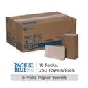 Pacific Blue Basic S-Fold Recycled Paper Towels by GP PRO (Georgia-Pacific), Brown, 23504, 250 Towels Per Pack, 16 Packs Per Case (4000 Total), 9.20" x 10.20, 250 Count