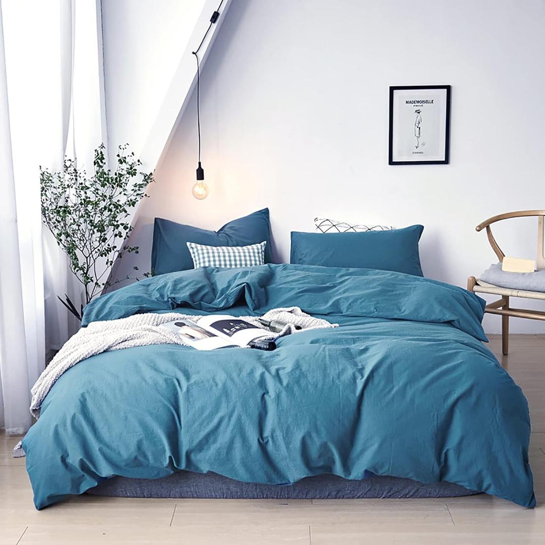 Cottonight Lake Blue Comforter Sets Queen Blue Modern Bedding Comforter Set Full Size Haze Blue Solid Blanket Quilts Lightweight Breathable 3 Piece Bedding Comforter for Alll Ages Season