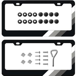Xnqdre 2 Pack Tri-Color Sport License Plate Frame, Aluminum Alloy 3 Color Sports License Plate Cover Holder Compatible for Toyota TRD Tacoma 4Runner Tundra Rav4 Highlander. (White, Gray)