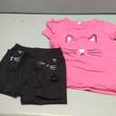 7-8T Toddler Girl Clothes Cat face print Short Sleeve Top+Pants Outfits Girl Spring and summer 2-Piece Set
