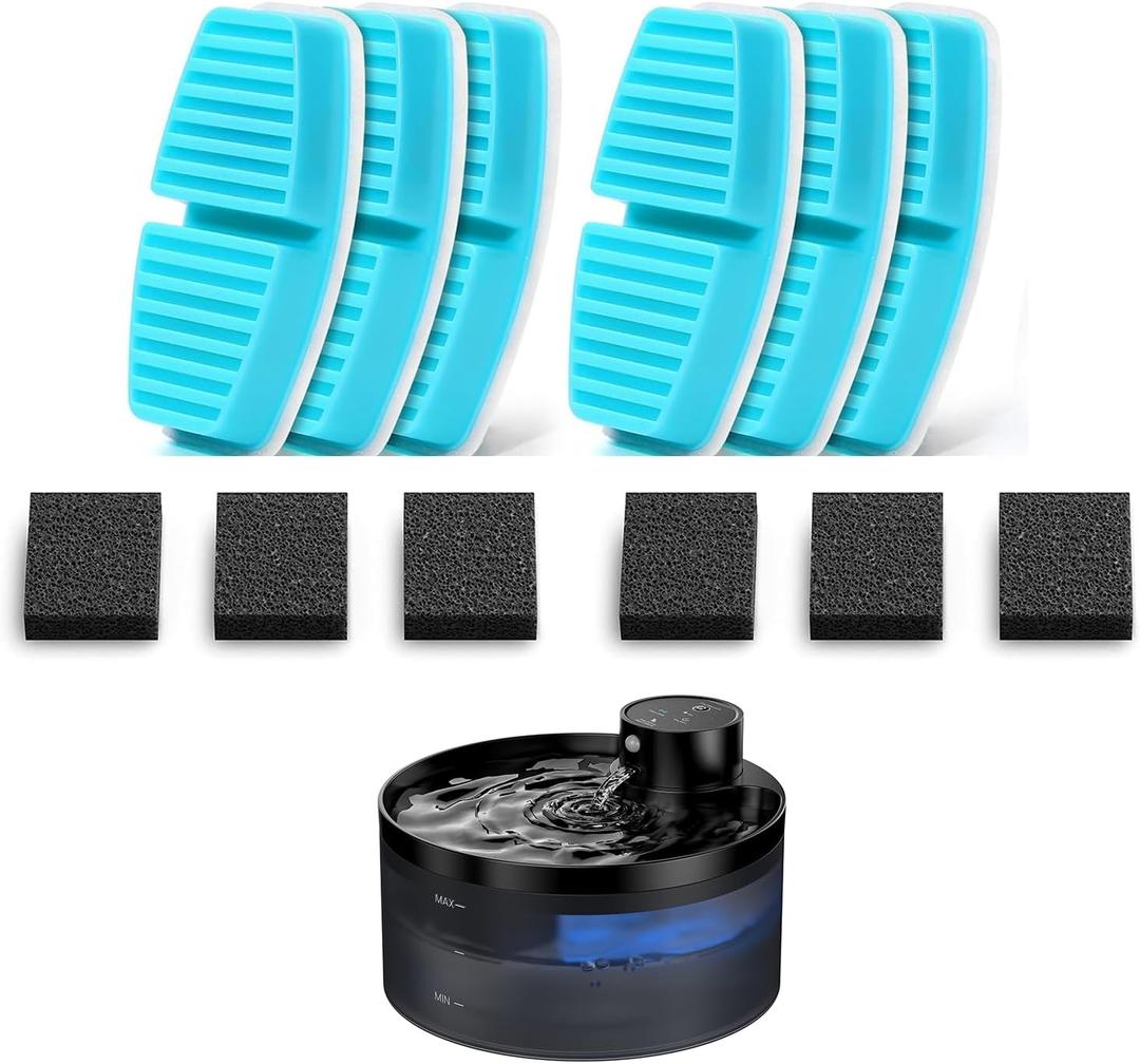 GIOTOHUN 12 Cat Water Fountain Filters: Cat Fountain Filter - 6 Carbons + 6 Foams - Suitable for Pet Dispenser Wireless (B0CPHQ12FV)