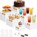 6 Pcs Acrylic Buffet Risers, 3x4x5x6x7x8 Inch Food Risers for Buffet Table, Catering Dessert Cake Holder for Party, Collectibles Jewelry Display Shelf, Stackable Cube Boxes Display with Hollow Bottoms