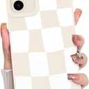 KANGHAR Compatible with Samsung Galaxy S21 Case, Silicone Checkered Cute Pattern, Camera Protection Soft Slim Phone Case for Girls Women -White